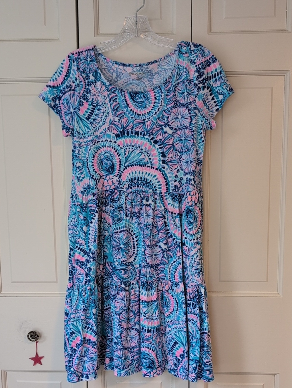 Lilly Pulitzer Blue & Pink Paisley Floral Short Sleeve Dress